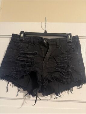 American Eagle Outfitters Black Distressed Denim Cutoff Shorts